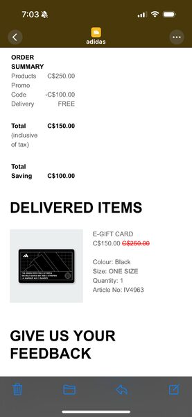 [adidas] Adidas E-GIFT CARD 40% off Using CYBER Code+12% Rakuten - Page ...