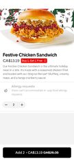 [BOGO] KFC Festive Chicken Sandwich (YMMV, Prices Vary by Location)