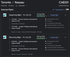 [WestJet] Toronto (YYZ) to Nassau (NAS) round trip from $331 CAD