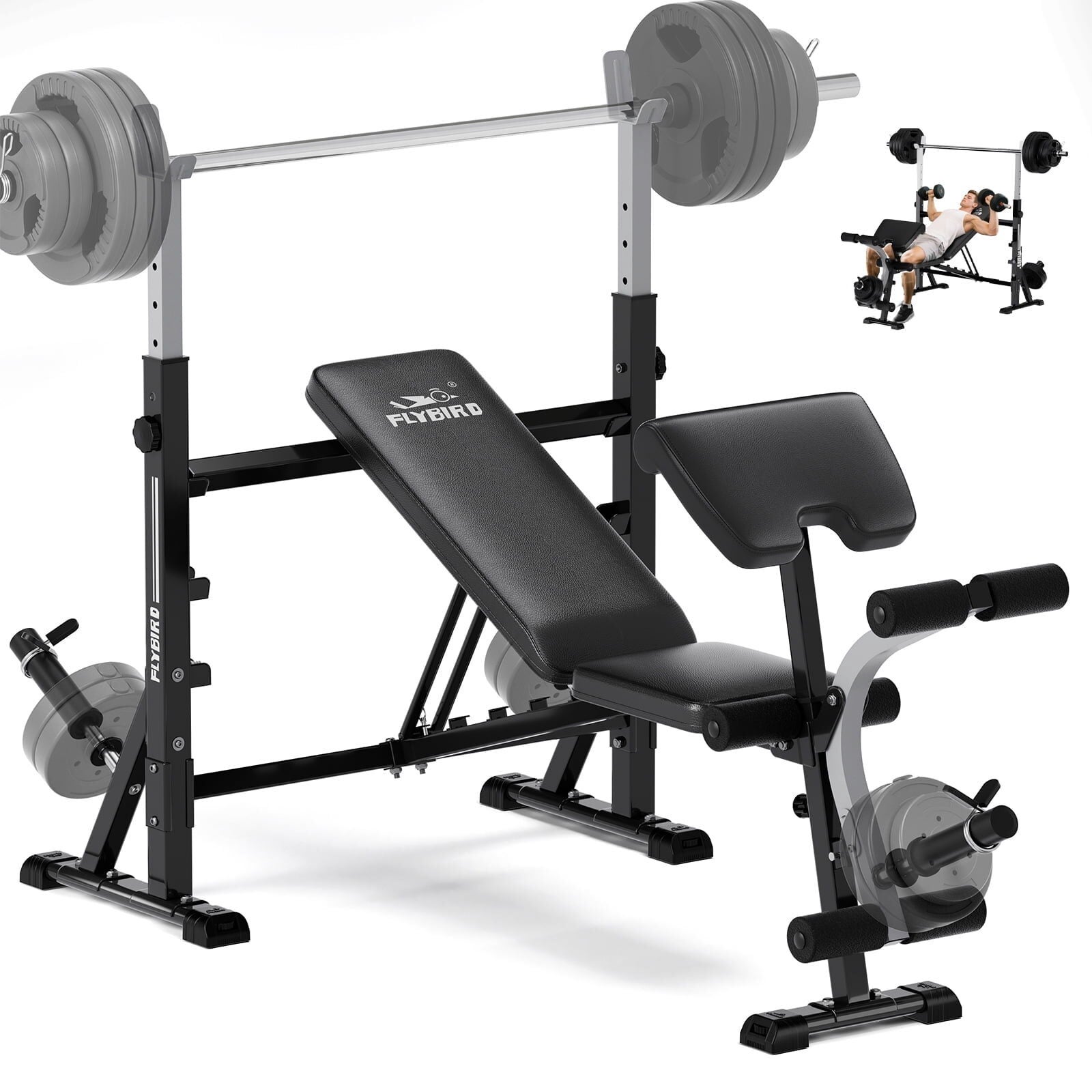 [Walmart] FLYBIRD Weight Bench w/ Preacher Curl, Leg Developer & Rack ...
