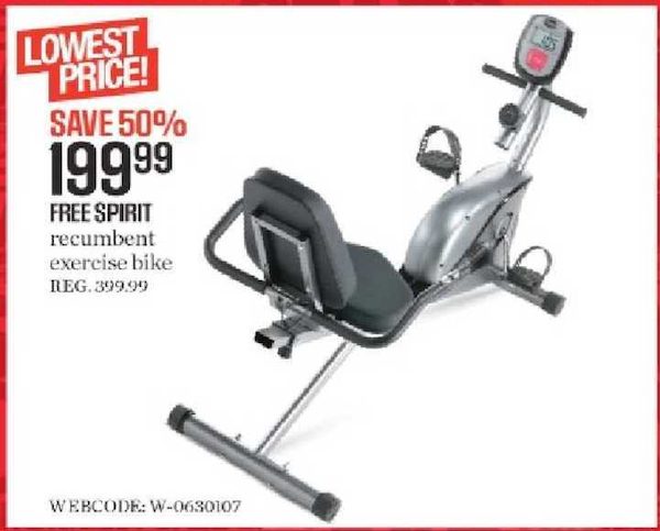 Free spirit recumbent exercise bike Clearance