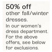 50% Off Select Fall/Winter Dresses