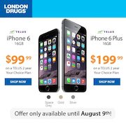 London Drugs: In-Store Only, Get an iPhone 6 16GB for $100 on a Select 2-Year Term with Telus (Through August 9)