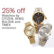 Watches by Citizen, Seiko, Bulova and Timex - 3 Days Only - 25% off