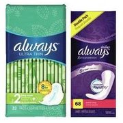 Always Ultra or Maxi, Liners or Tampax Tampons - $6.99/pkg