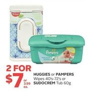 Huggies Or Pampers Wipes Or Sudocrem Tub  - 2/$7.00