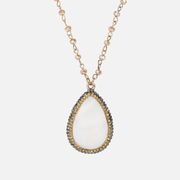 Long Necklace With Pearl Stone Surrounded By Sparkling Stones - $12.48 ($12.47 Off)
