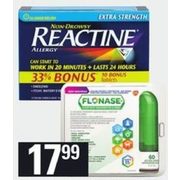 Reactine Allergy Tablets, Liquid Gels, Flonase Allergy Spray, Benadryl Caplets or Aerius Tablets - $17.99