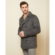 Double-breasted Checkerd Wool-blend Peacoat - $119.95 ($229.95 Off)