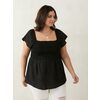 Linen Blend Square Neck Tunic Blouse With Flutter Sleeves - $24.00 ($35.99 Off)